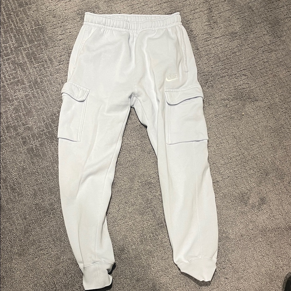 Nike Mens light blue fleece cargo joggers